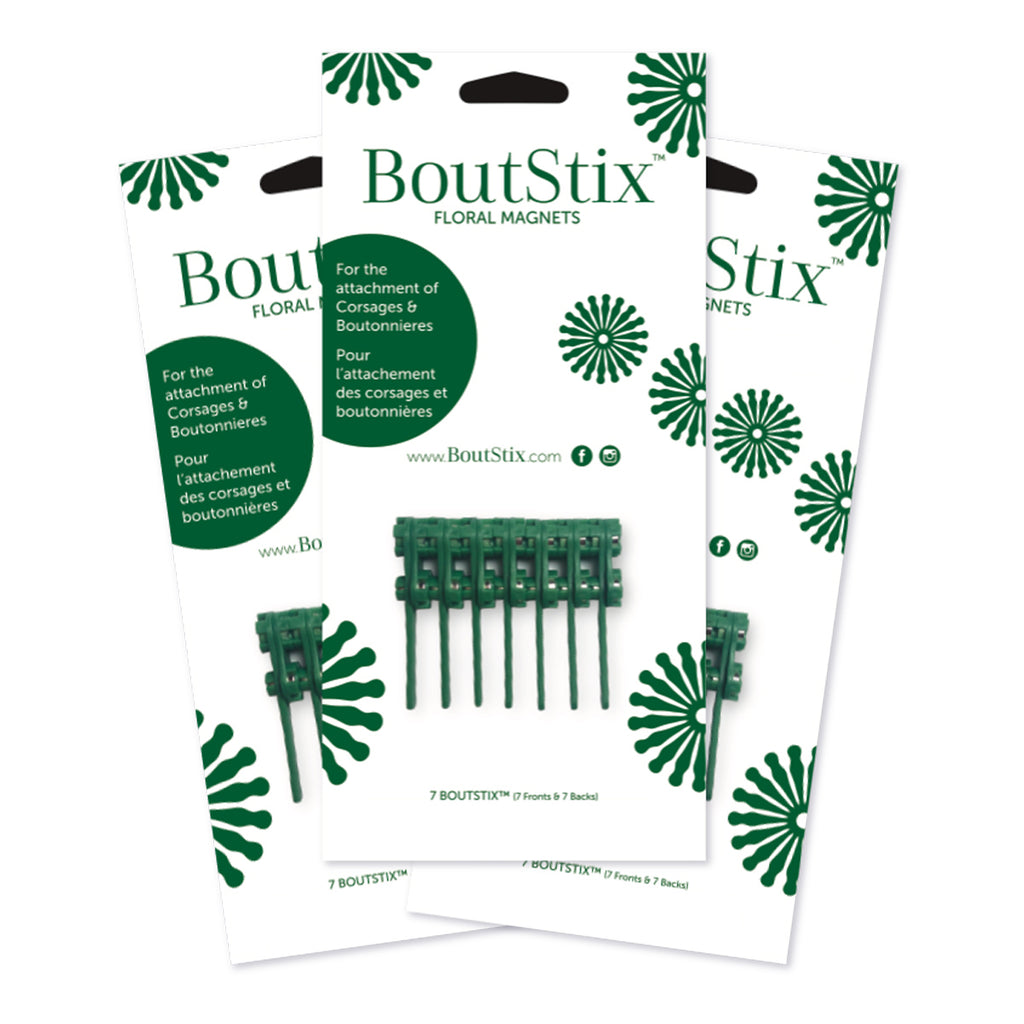 3 Packages of 7 Boutstix Premium Floral Magnets